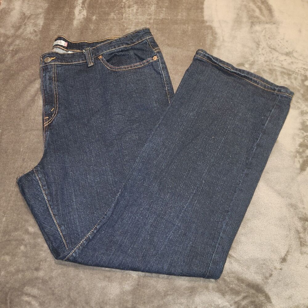 LEVI's 515 Bootcut Women Jeans Mid Rise Solid Blue Dark Wash Size 24W Red Label
